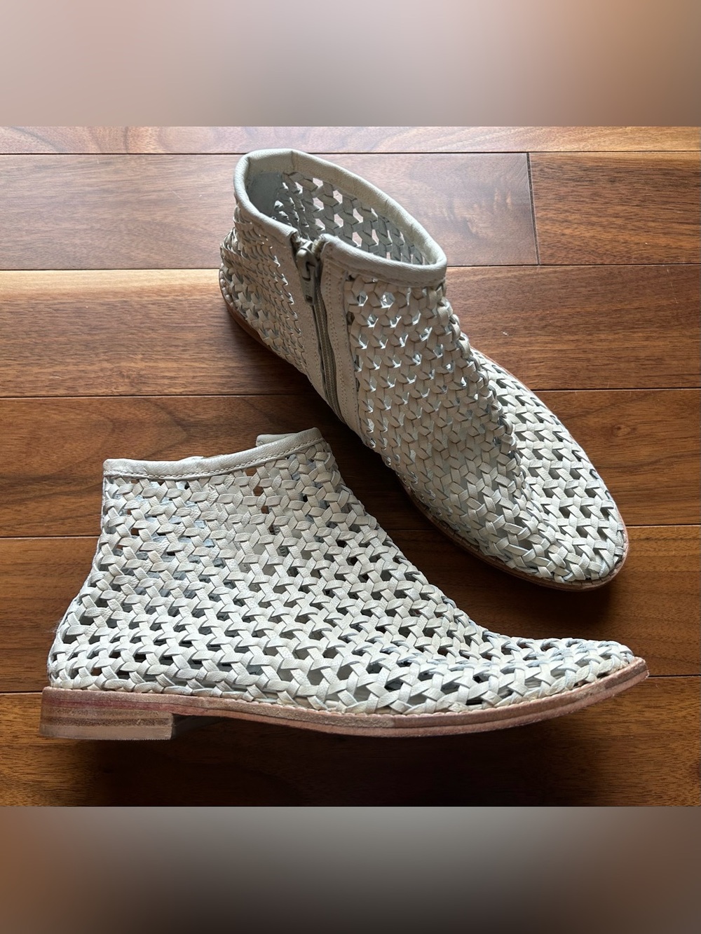 Free People Cayne Woven Leather Booties Size 40